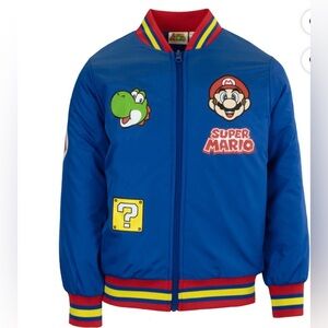 Nintendo Boys Super Mario Varsity Bomber Jacket Mario & yoshi size 4